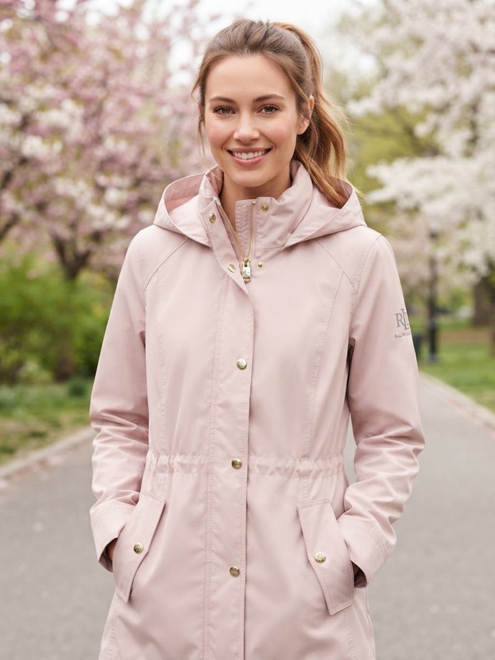 Lauren Ralph Lauren Blush Pink Hooded Utility Anorak Rain Jacket Size S